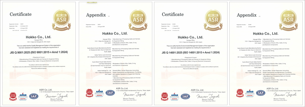 ISO14001/9001認証書類