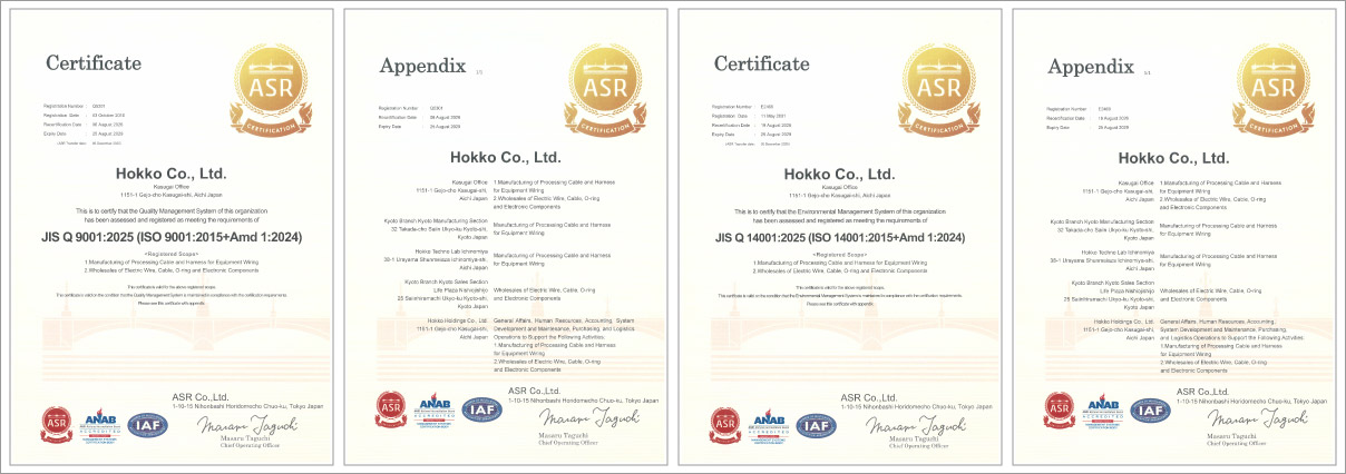ISO14001/9001認証書類